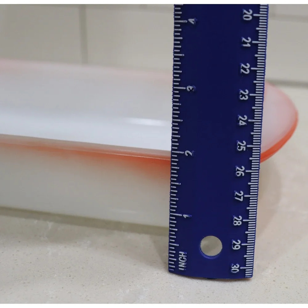 Glasbake J2024 Milk Glass Baking Dish Coral/Persimmon Glow-Rim 1.5 Qt. USA